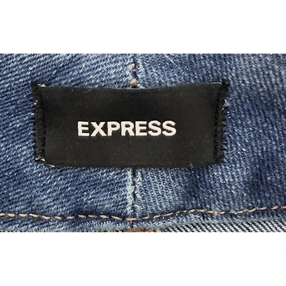 Express Jeans Women's Large Blue Straight Ankle High Rise Flexx Hyper Stretch